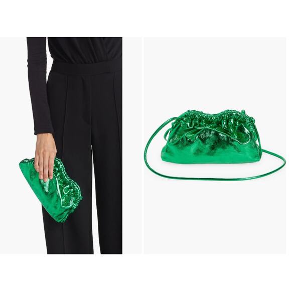 Mansur Gavriel Women's Mini Cloud Metallic Leather Clutch In Grass - Picture 2 of 7